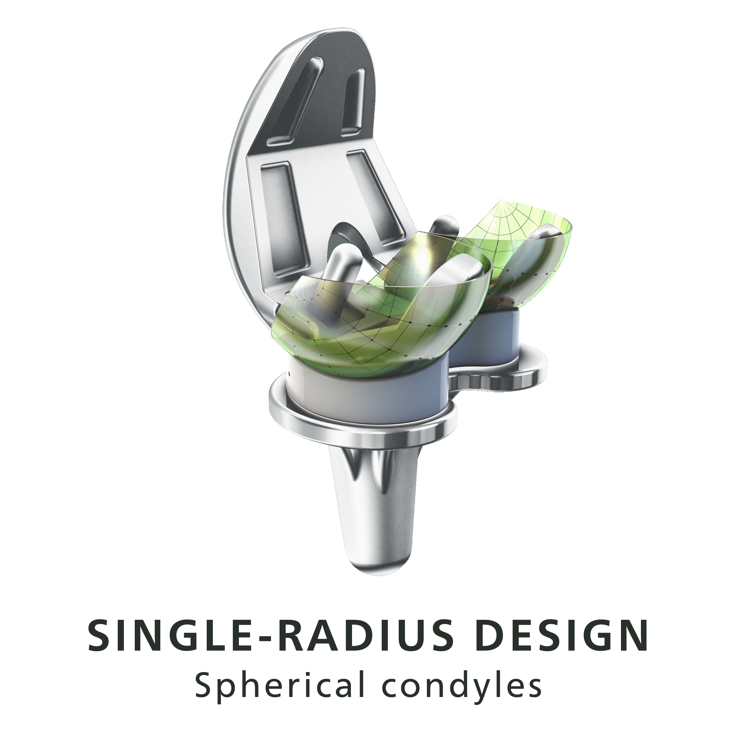 BPK-S Integration knee design which shows the single-radius design elements