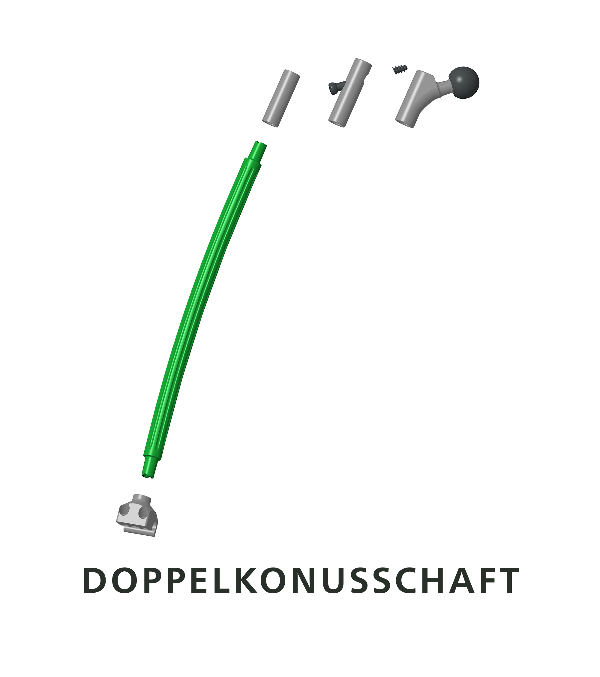 Doppelkonusschaft Kniearthrodesensystem KAM-Titan, Prothesenschaft MRP-Titan.