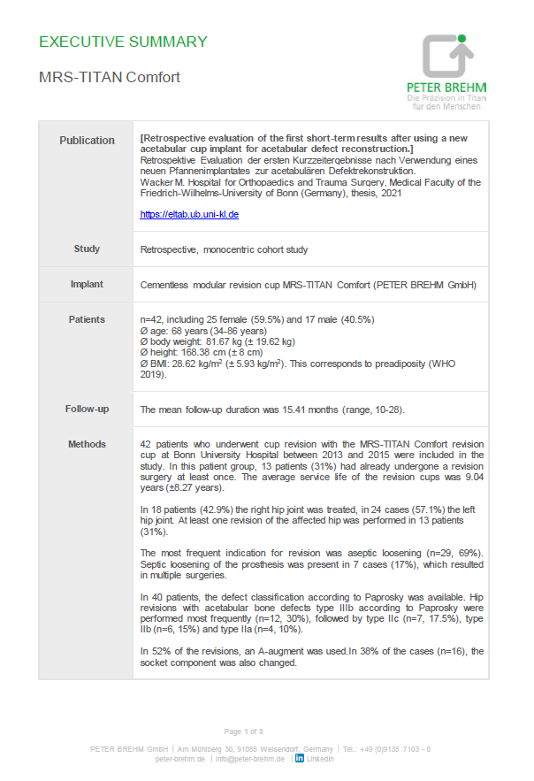 Executive Summary von M. Wacker zu MRS-Titan Comfort mit dem Titel: